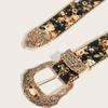 Bohemian-Stil geschnitzte Metallschnalle Gürtel Randperlen Retro Blumenmuster Gürtel Damen Accessoires