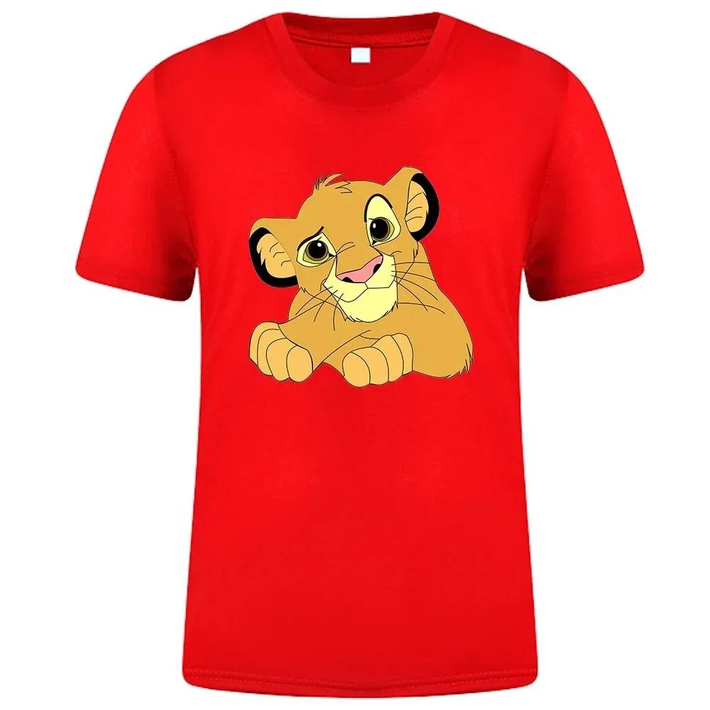 The Lion King Simba Funny Tee Shirt Mens Casual Loose Harajuku T Shirts Cotton Cartoon Print T-Shirt Disney Anime Men Tops