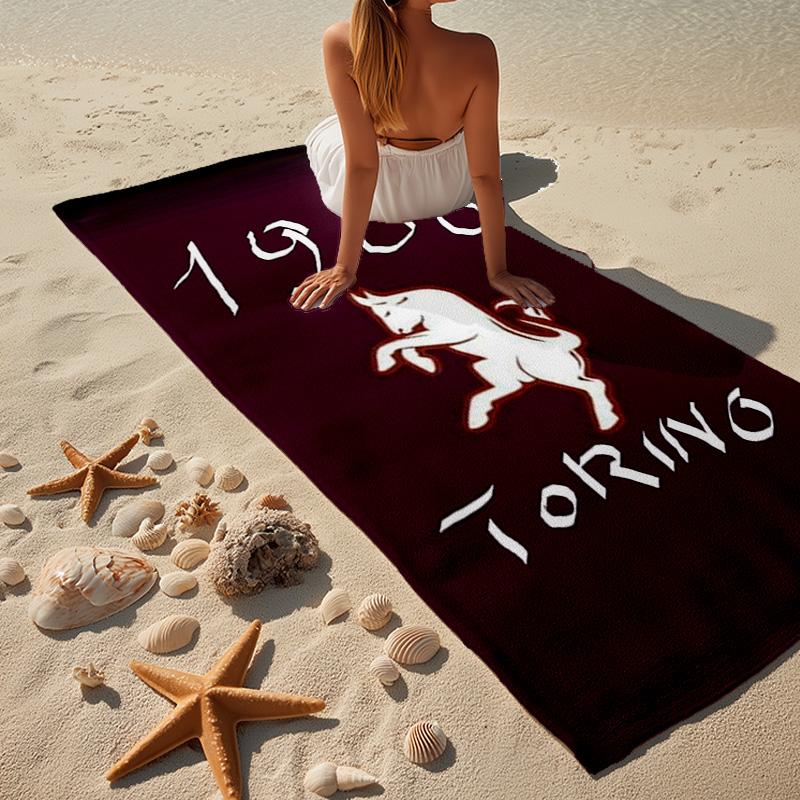 Torino Fc Crest Design Microfiber Beach Towel, Lightweight And Quick-Dry, for Summer Travel, Beach Essential, Swimming Pool