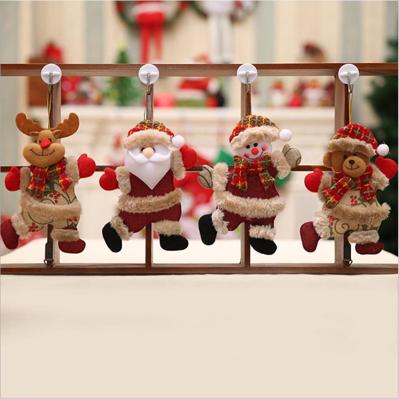 4pcs Christmas Tree Doll Pendant Santa Claus Snowman Elk Little Bear Party Dressing Xmas Decoration Accessory Pendant 2024