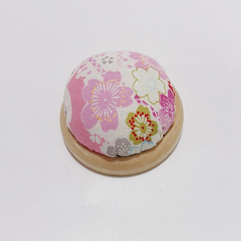 1PC Vintage Embroidery Pin Cushions Half Round Pin Pad With Wooden Base Needle Holder For DIY Craft Sewing Accessories