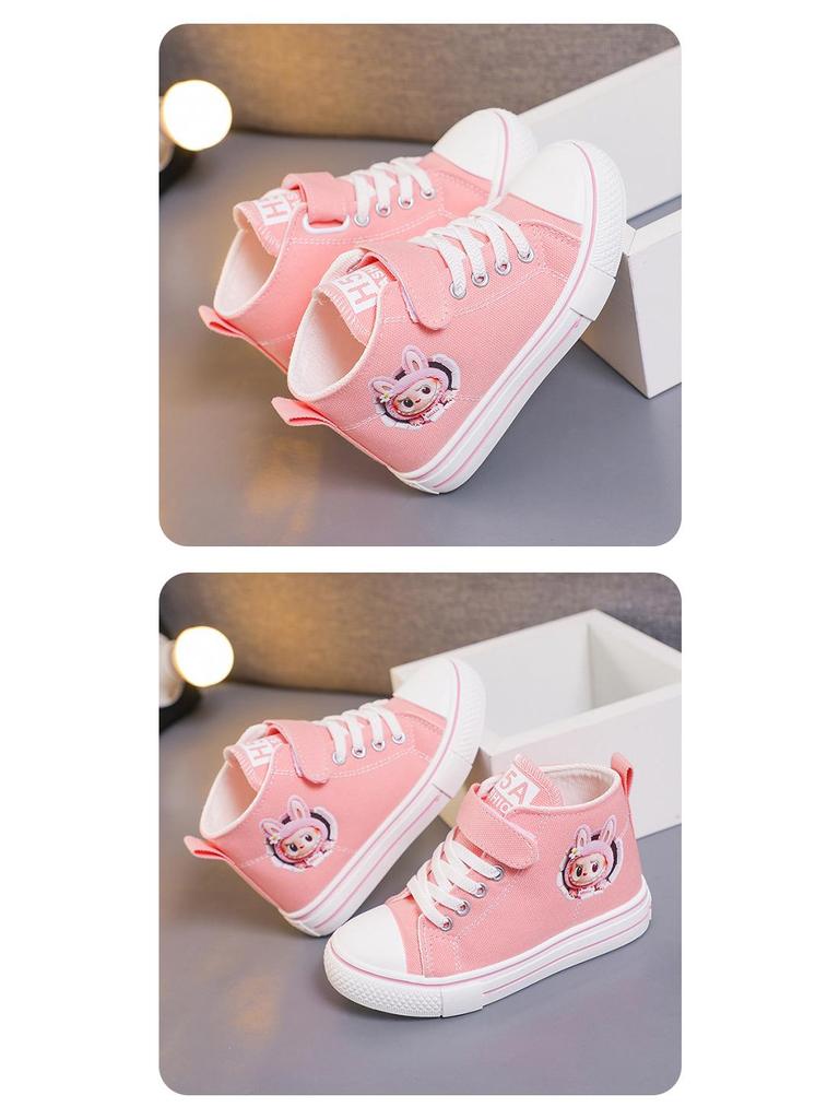 2025 Kids' Korean Style Skate Shoes: Spring/Autumn Cartoon Canvas Sneakers for Boys & Girls