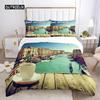 Good Morning Duvet Cover Set Microfiber Coffee Rose Cozy Breakfast Twin Bedding Set Double Queen King Size 2/3pcs Quilt Cover
