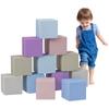 Soft Building Blocks, 12 Cubes of 20 X 20 X 20 Cm, Easy-Care, Child-Safe, for 1-3 Years, Faux Leather