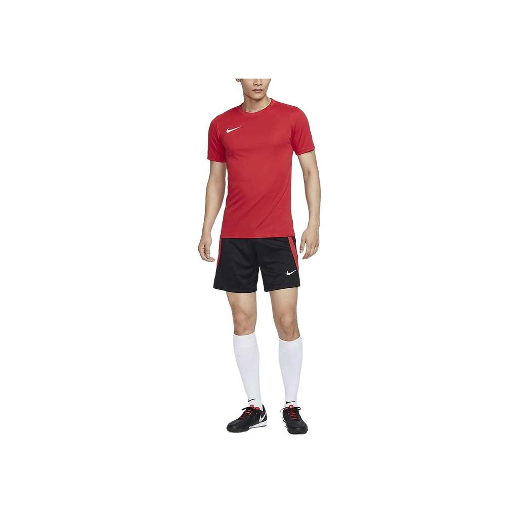 Nike Solid Color Simple Print Small Logo Quick-Dry Breathable Football Crew Neck Short Sleeve T-Shirt Men Tops University-Red HF0524-657