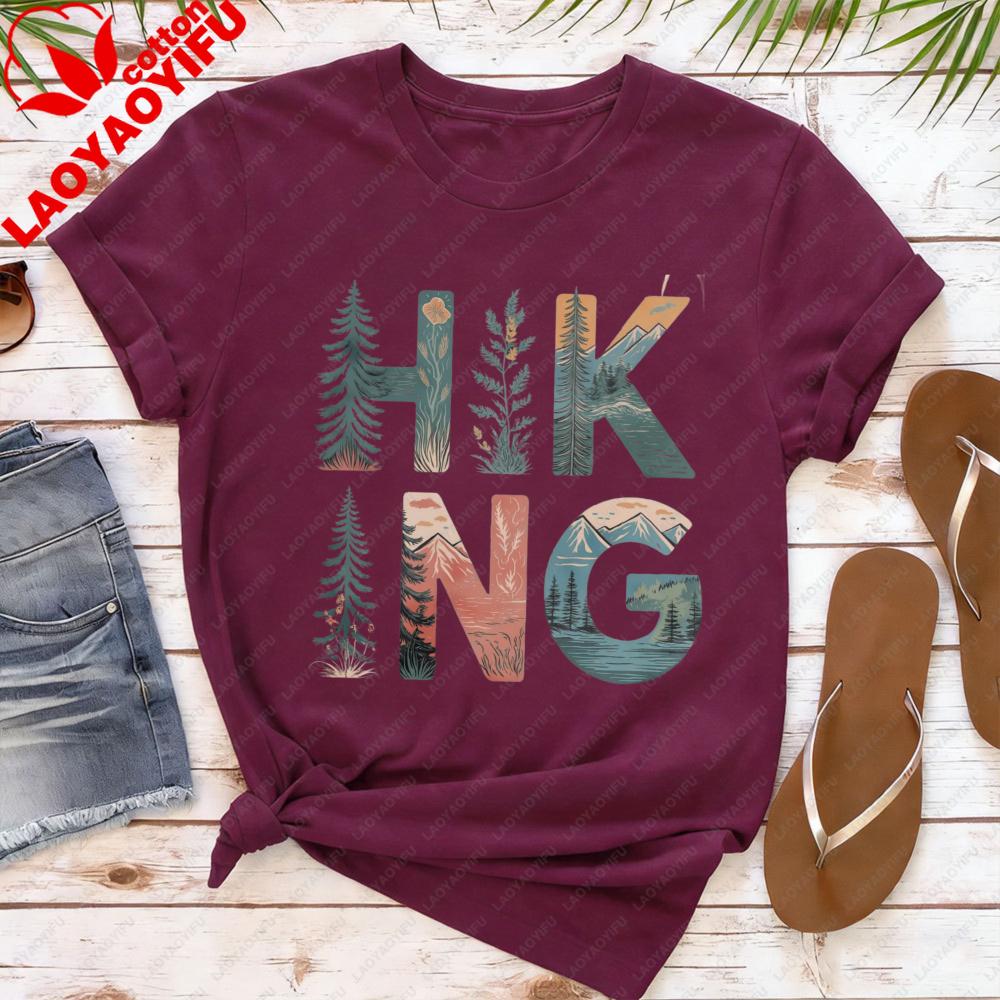 Hiking TShirt Creative Design Retro Nature Shirt Outdoorsy Hiker TShirt Camping Graphic Tee Trendy Hiking Women Casual Apparel