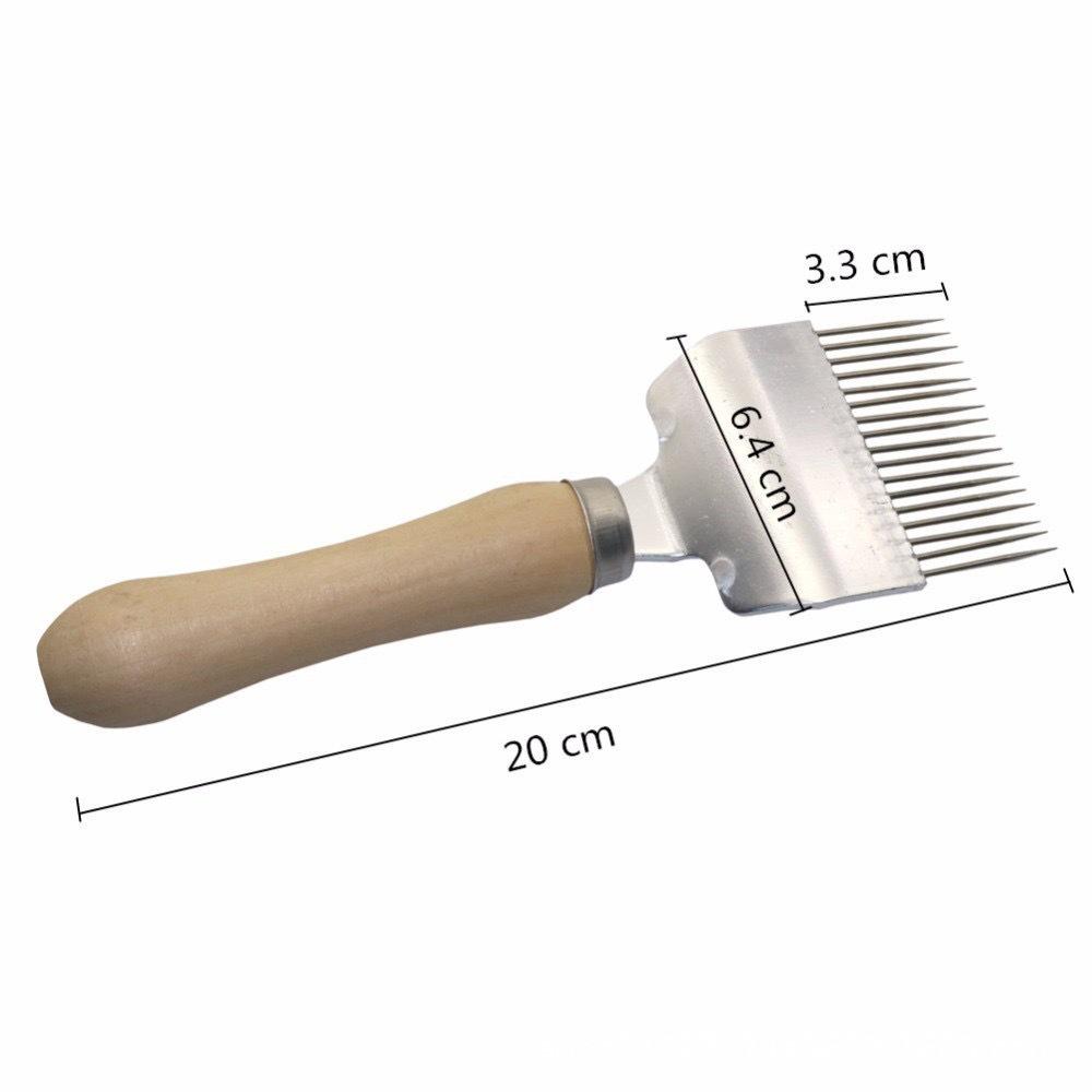 Wooden Handle Honey Uncapping Fork: Metal Scraper and Knife for Beekeeping