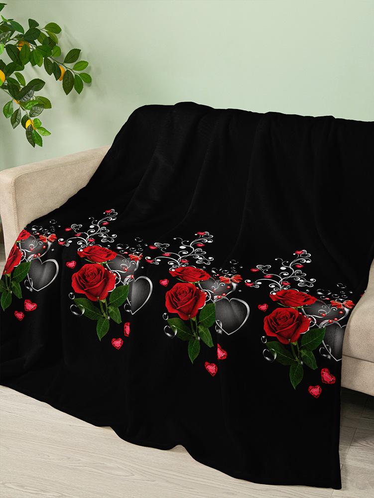 Flannel Blanket Rose Love Valentine'S Day Wedding Blanket Crystal Fleece Blanket Spring And Autumn
