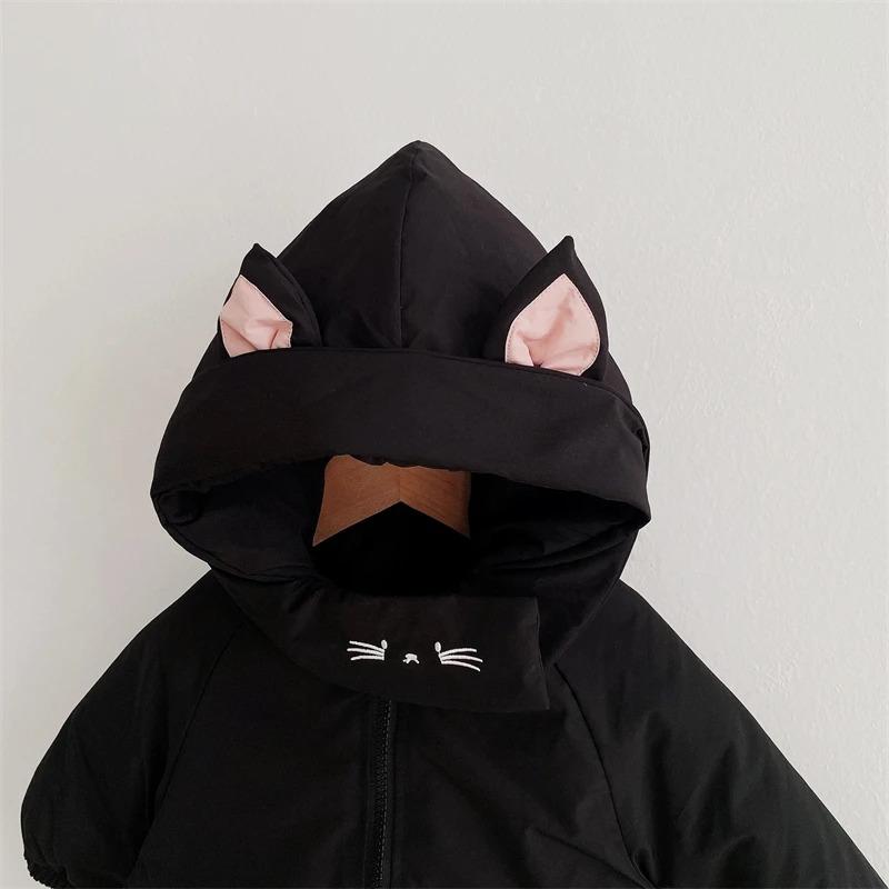 Baby Boy Girl Jumpsuit Winter Cute Cartoon Hooded Bodysuits Infants Solid Thick Warm Kids Clothes Girls Costumes