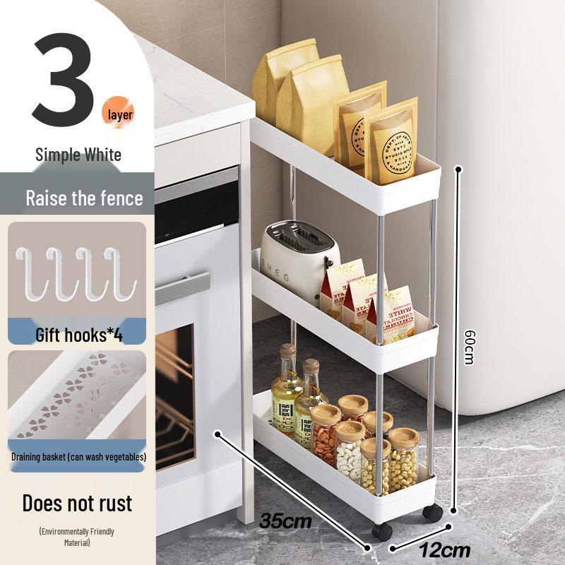 Multi-layer Rolling Storage Rack for Kitchen, Living Room, or Bathroom