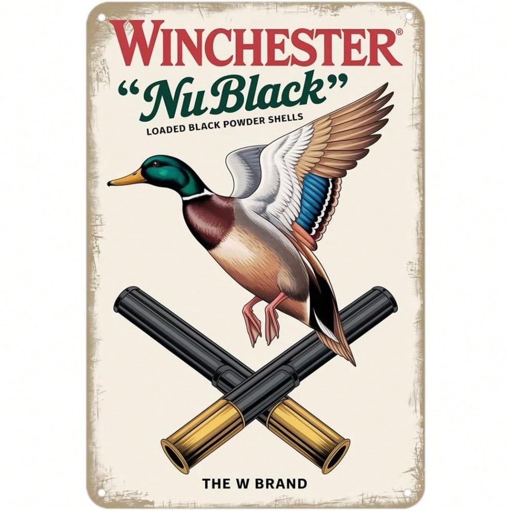

Vintage Tin Metal Sign Winchester Duck Hunting Wall Art Rustic Lodge Decor