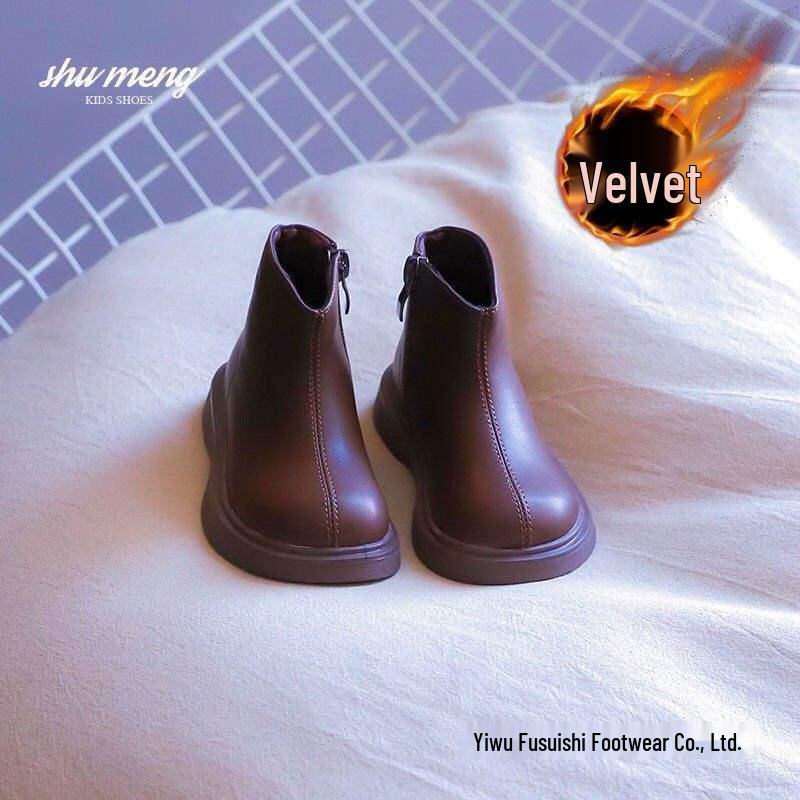 2025 Çocuk Martin Botları: Sonbahar/Kış Kız Çocuk Prenses Deri ve Erkek Çocuk Polar Pamuk Botları