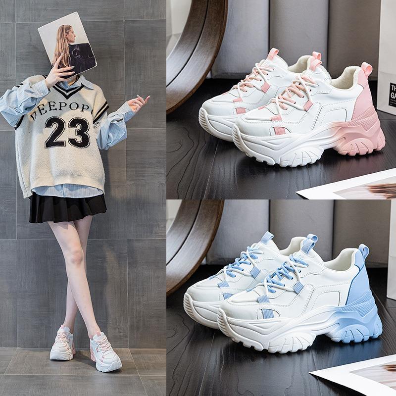 Shoes casual shoes women's autumn and winter new velvet thick-soled versatile height-increasing contrasting women's shoes trendy shoes