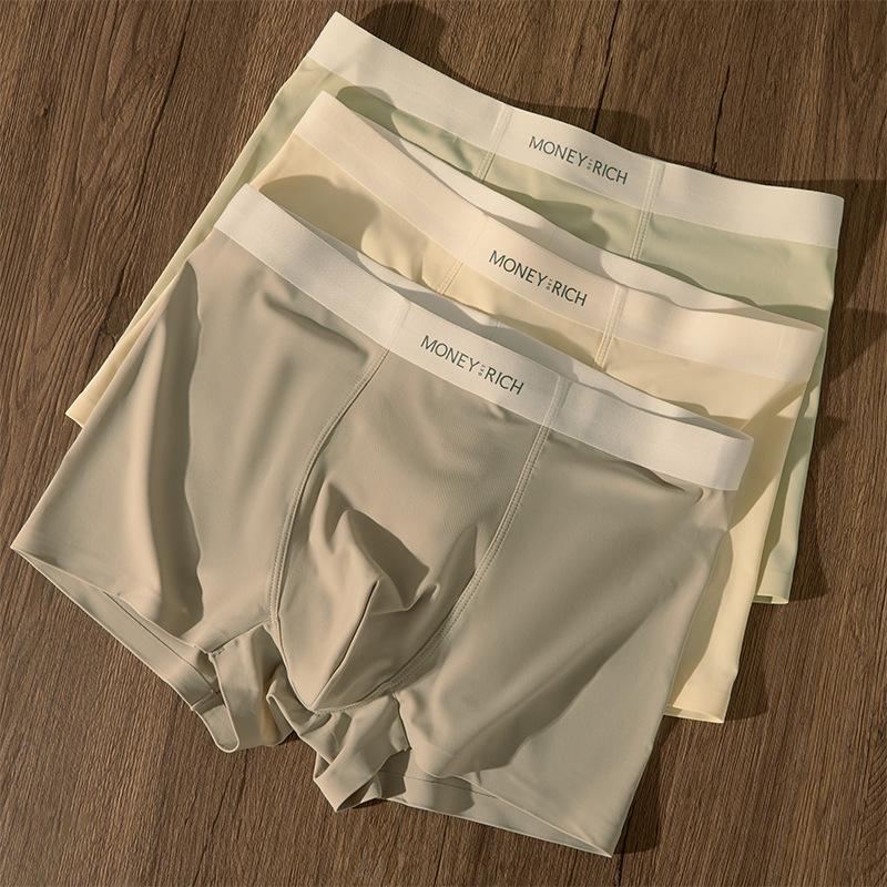 Men's Spring and Summer 10A Antibacterial Soft Double Sided Milk Skin No Trace Ice Silk Corner Underwear