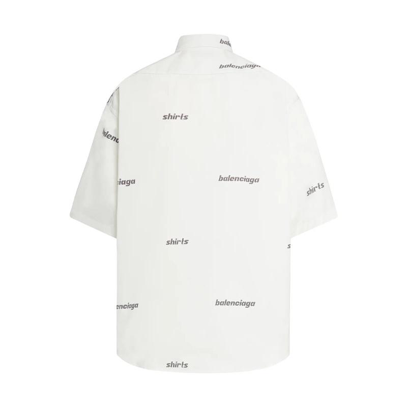 Balenciaga All Over Logo Short Sleeve Shirt 'White Black' Men's 681702TOL659040