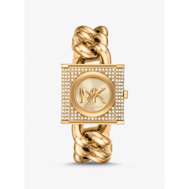 

Мини-часы Michael Kors Lock с паве на золотистой цепочке MK4711 золотой