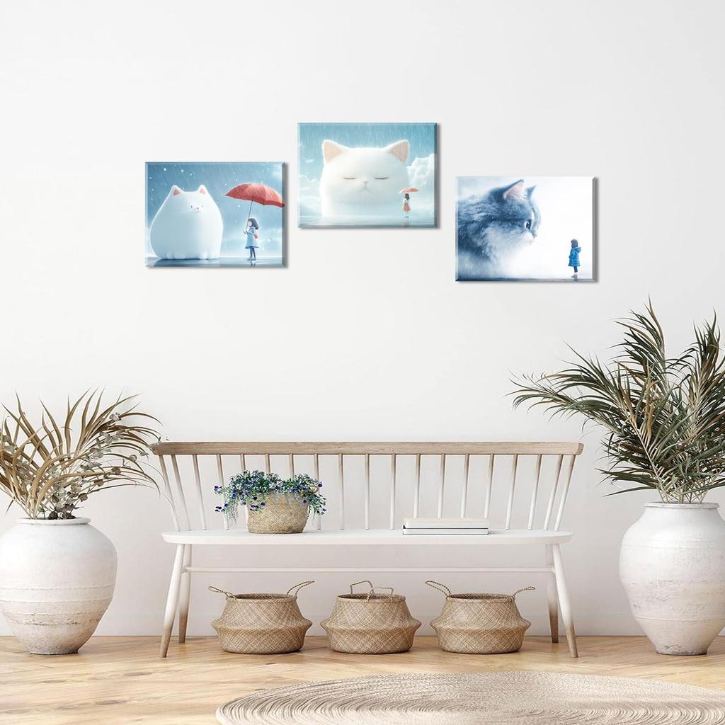 PIY PAINTING Kätzchen Leinwand Landschaft Wandkunst Wand Leinwand Wand Mädchen mit Zimmer Wohnzimmer Esszimmer Arbeitszimmer Küche Badezimmer 3 30x40 cm Druck, Winter