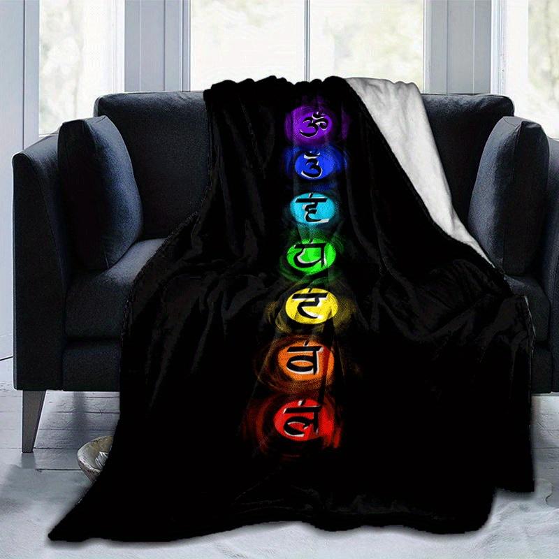 

1pc Chakra Printing Lightweight Flannel Blanket, Comfortable and Warm Blanket, for Camping Sofa Bed and Couch Office, Gift 100x150cm