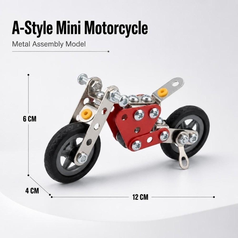 Motorcycle‑Shaped Metal Building Toy Mini‑Sized Assembly Puzzle Toy Motorcycle Model Kit Kids