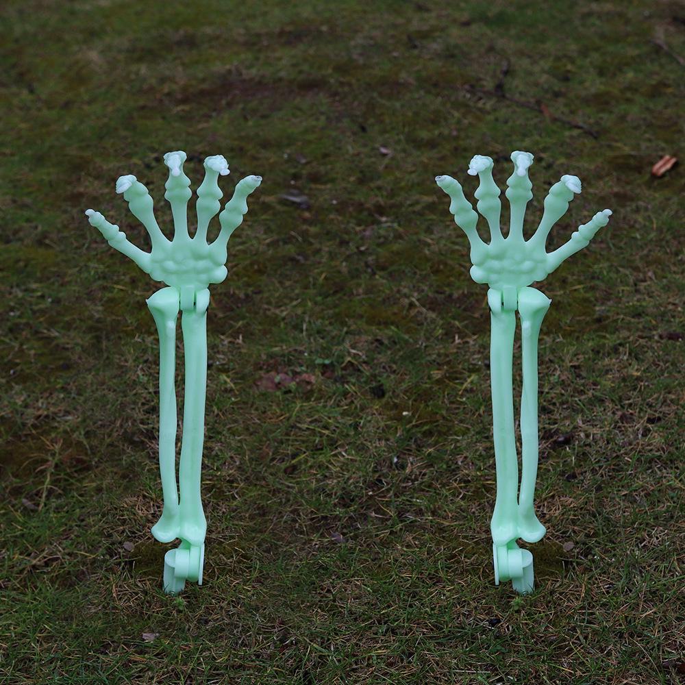 Halloween Skull & Skeleton Stake Set: 3-Piece Hand Bones & Head Decoration for Festive Props