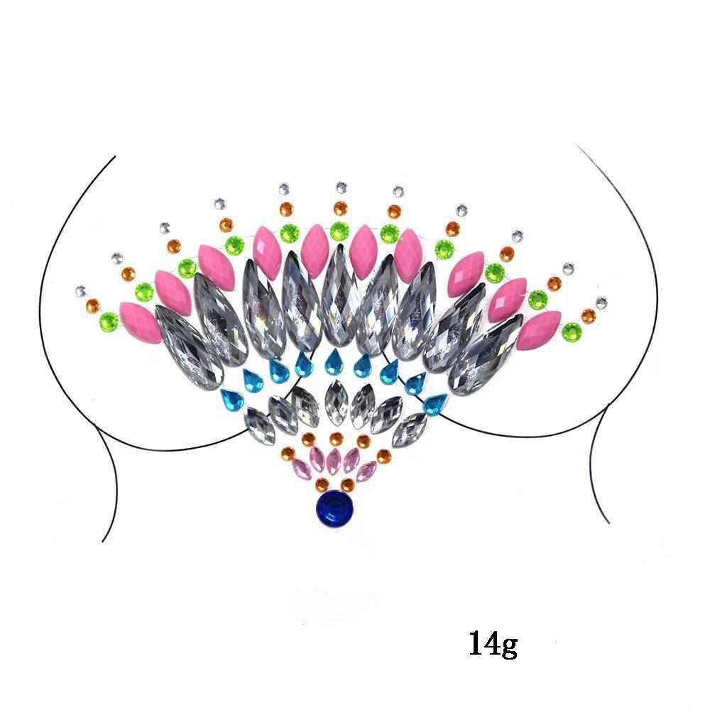 Grenzüberschreitende Karnevals-Gesichts- und Körper-Edelsteinaufkleber: Bindi-, Diamanten- und Edelsteindesigns für Performance-Make-up und Brustdekoration.
