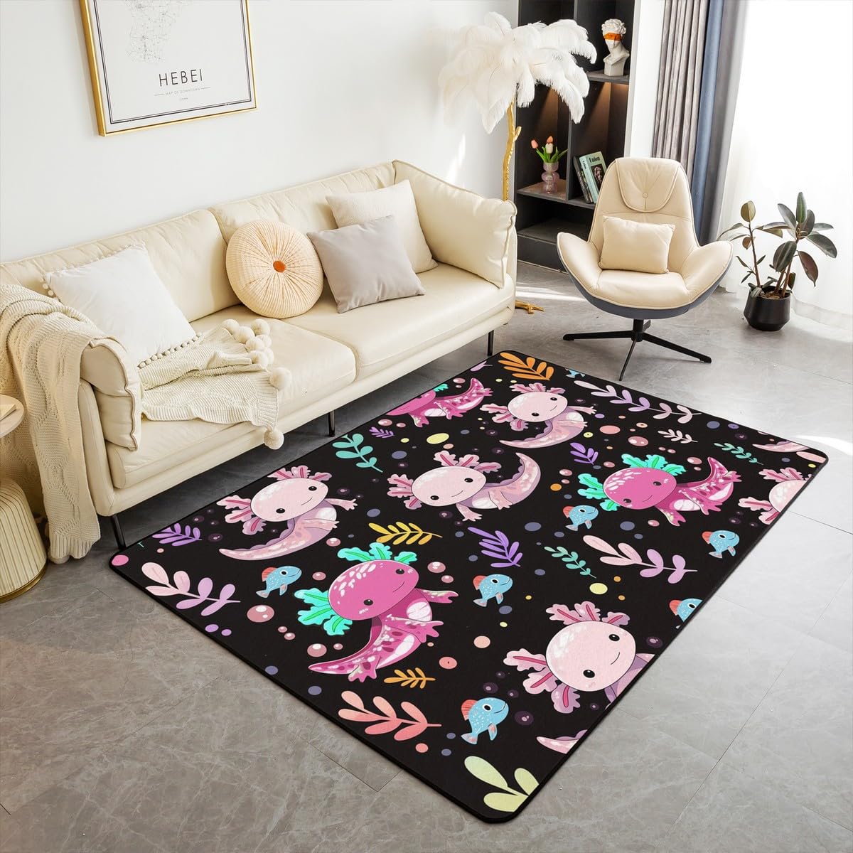 

Erosebridal Cartoon Axolotl Area Rug 3x5 for Bedroom,Coastal Animals Carpet Non Shedding for Living Room,Tropical Sealife Indoor Floor Mat,C 160cm x 200cm