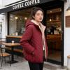 Fashion Solid Color Top Slim Coat Lamb Wool Hooded Close Thick Warm Cotton-padded Jacket Women's Plus-size Casual