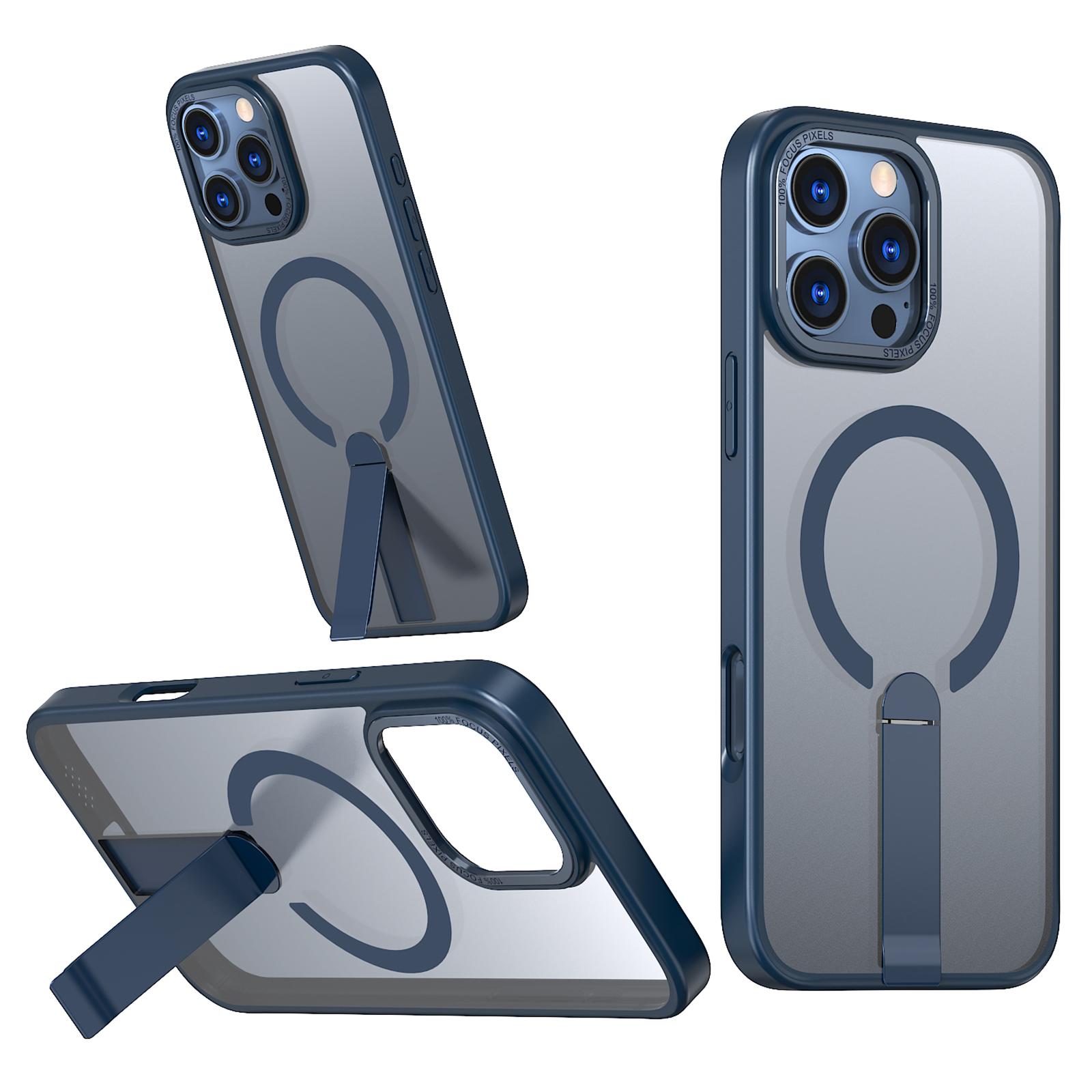 

For iPhone 16 Pro Max Case Compatible with MagSafe Kickstand TPU+Acrylic Phone Cover Blue