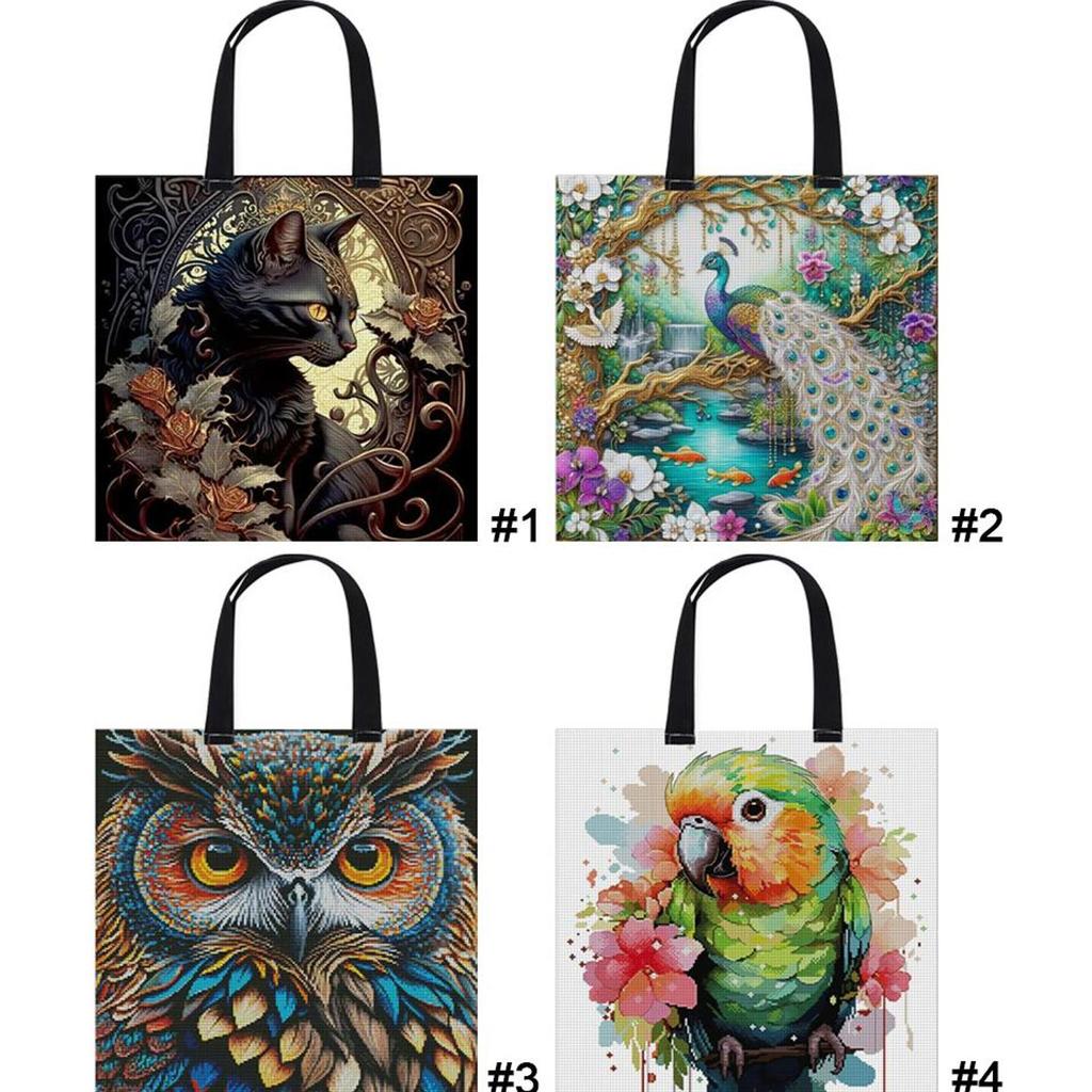 11CT Cat Peacock Owl Parrot Embroidery Kit Personalized Bag Cross Stitch Kit Canvas Bag DIY Sewing Project Bag for Beginners