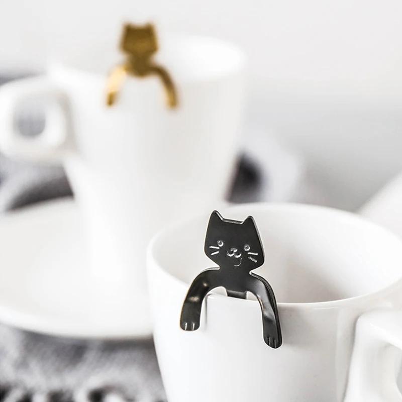 Neu 1 Stücke Edelstahl Kreative Katze Geformt Kaffeelöffel Teelöffel Kinder Löffel Kuchen Rühren Zucker Suppe