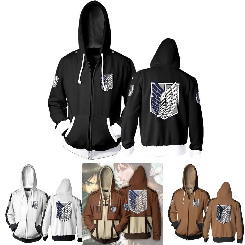 Premium Attack On Titan Hoodie Hooded Sweater Sweatshirt Zipper Coat Cosplay Costume For Fans
