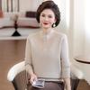 Mom's 2025 Autumn Chinese Style Sweater for Middle-Aged Women, Warm Velvet Knit, Age-Reducing for Winter/Autumn