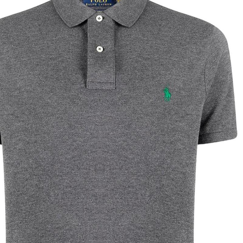 Polo Ralph Lauren Logo Patch Pullover Short Sleeve Polo Shirt Unisex Polo Shirts Gray 710782592-002