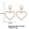 1 Pair Fashion Women Jewelry Handmade Pearls Heart-shaped Earrings