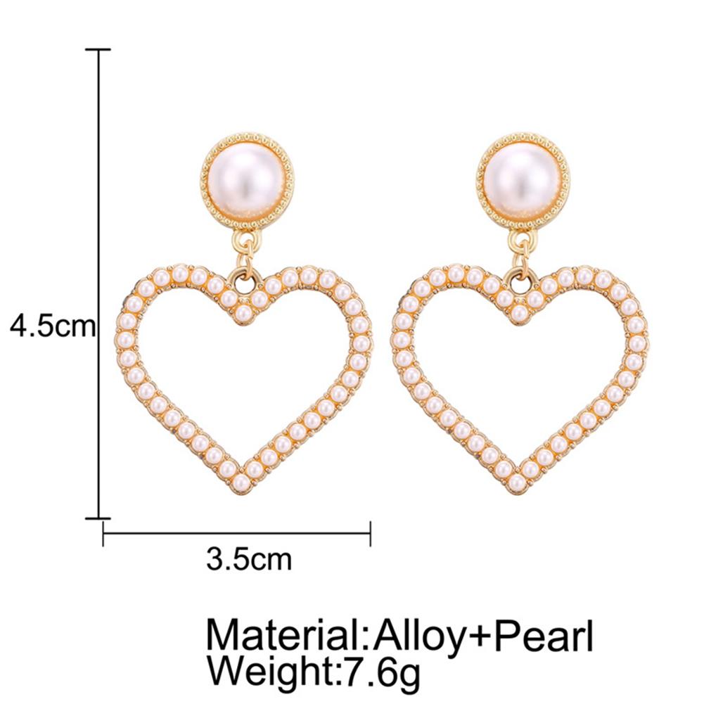 1 Pair Fashion Women Jewelry Handmade Pearls Heart-shaped Earrings