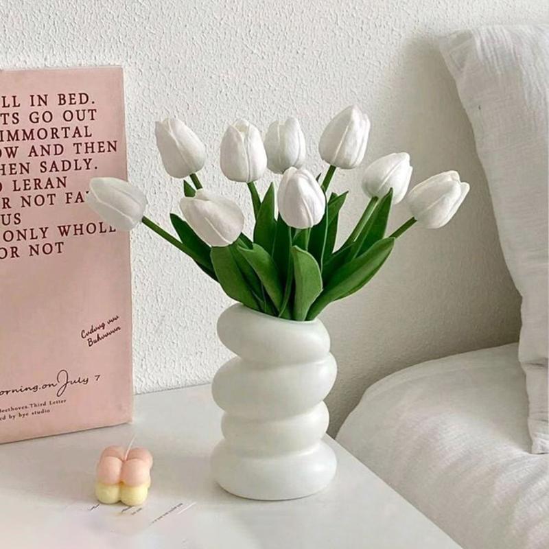 3D Printed Flower Vases Modern Plastic Flower Plant Pot Decorative White Vase Home Living Room Office Table Decor