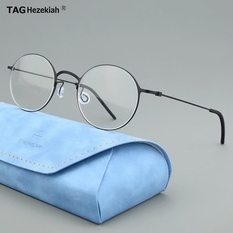 TH5504 Ultra Light Titanium Glasses Frame Men Retro Round Eyeglasses Woman Eyewear Myopia Optical Prescription Brand Spectacle