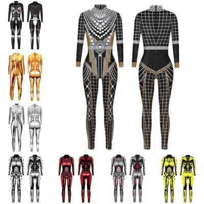 3D Digital Printing Stage Performance Costumes Adults Halloween Events Carnival Theme Party Cosplay Outfit Pretend Game Jumpsuit