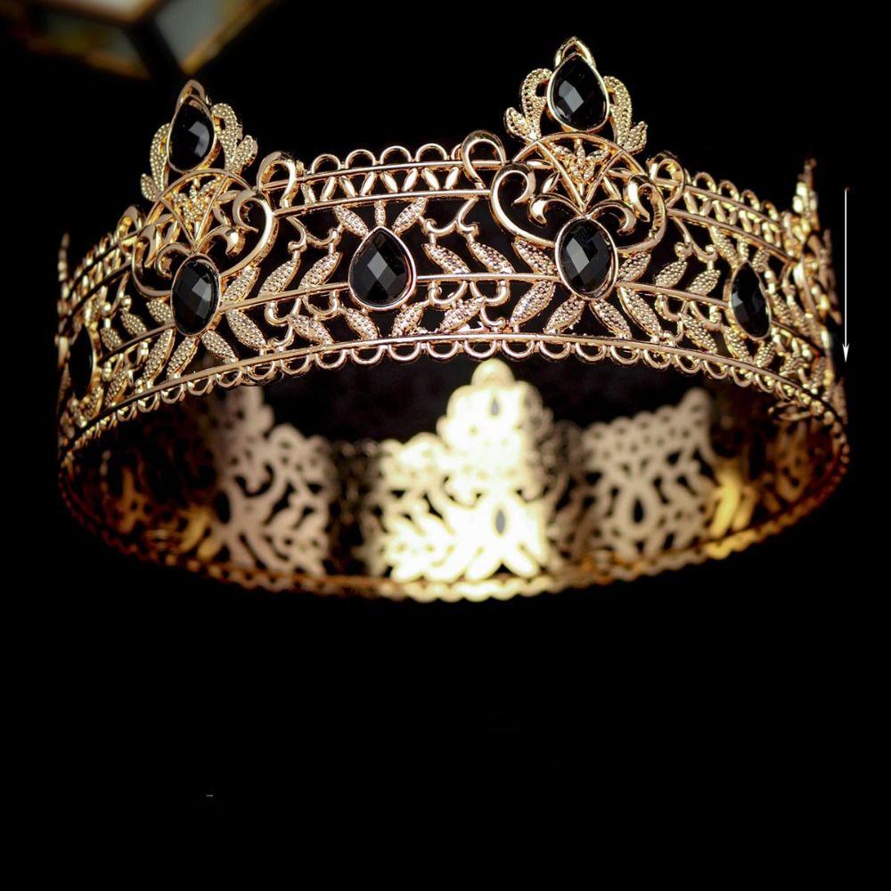 Hair Ornaments Baroque Crown Shiny Princess Tiara Elegant Rhinestone Crown Man