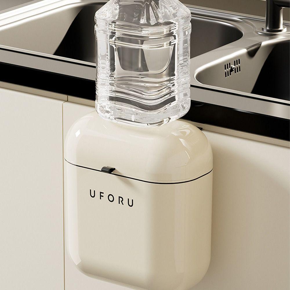 9L/12L Capacity Kitchen Trash Can Cream Colored Garbage Bin Space-Saving Waste Bin  Home Office