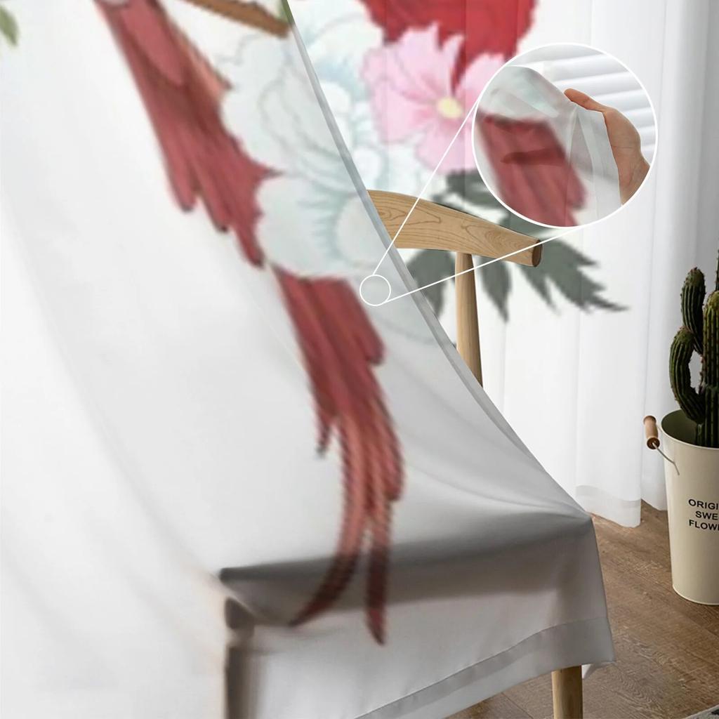 Pivoňky a ptáci průhledné okenní závěsy do obývacího pokoje ložnice moderní voálové tylové závěsy látkové závěsy do kuchyně