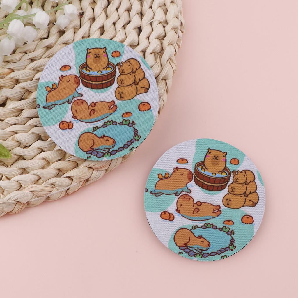 2pcs Cute Animals Car Coaster Anti-Slip Durable Universal Coasters Water Cup Groove Pad Car Interior Decoration Supplies