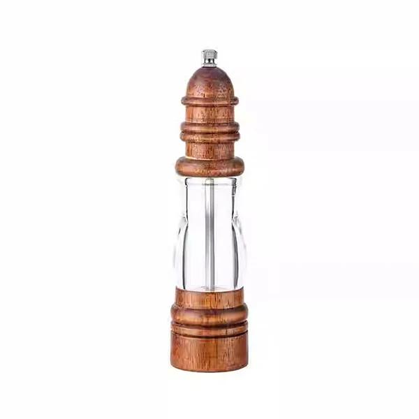 1/2Pcs Manual Pepper Salt Mill, Solid Wood + Acrylic Spice Grinder Shaker with Ceramic Core - Kitchen Tools