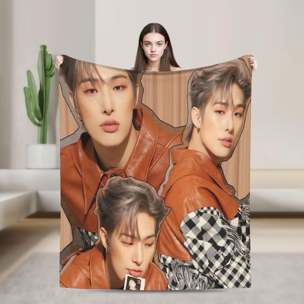 Seonghwa Kpop Ateez Band Plush Blanket Child Flannel Throw Blanket For Outdoor Warm Soft Custom Quality Bedspread Gift