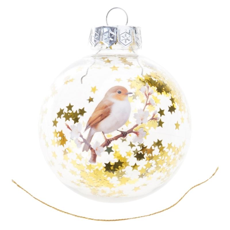 Artistic Nature Bird Clear Christmas Ball Ornament Holiday Decorations For Festives Tree Decoration Memorables Gift