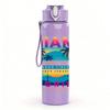 1PC Miami Beach Retro Poster Print 750ml Color Plastic Sports Water Bottle Leakproof Flip Straw Lid Suitable for Sports Office Home Use