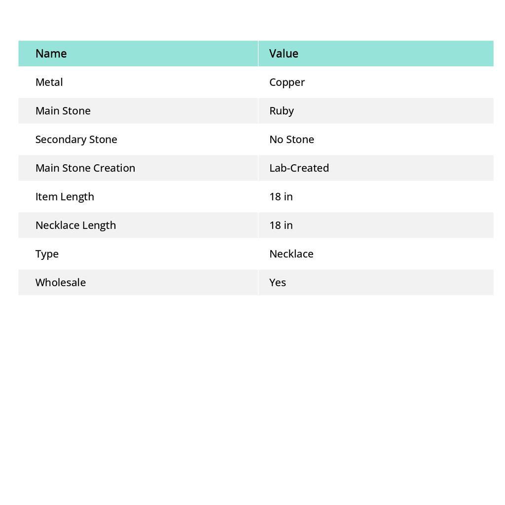 Kashmiri Ruby(Simulated) Gemstone Handmade Copper Jewelry Necklace 18" J1C15