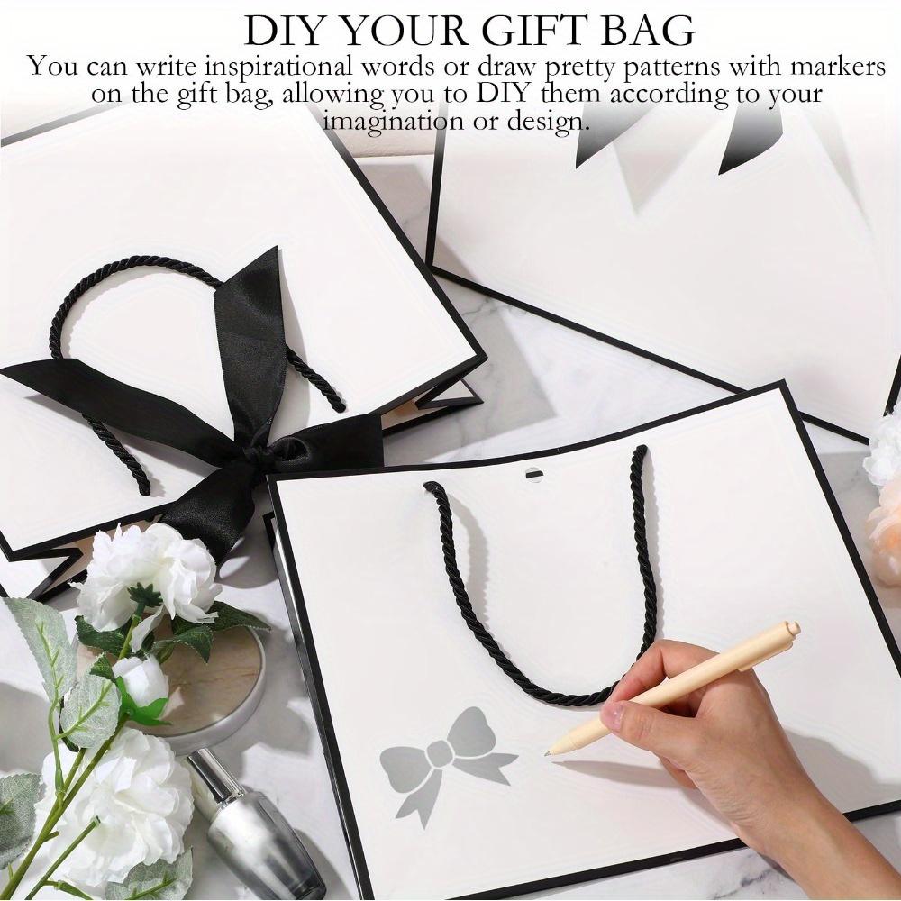 10pcs Ribbon Bow Gift Bags with Twine Handles Paper Bags with Black Ribbon Shopping Bags for Birthday Wedding Christmas Housewarming  Anniversary