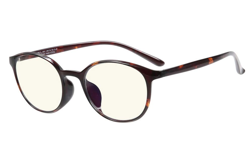 Zoff Lightweight PC Glasses with Demi PC ULTRA TYPE Light Blocking Approximately Clear Stylish Computer Glasses for Men and Women Boston-style (Brown