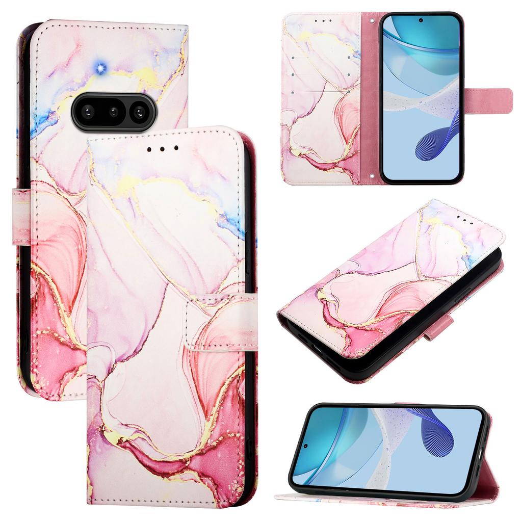 For ingenting telefon (3a) Etui med stropp Marmormønster Skinn Telefondeksel Kortholder